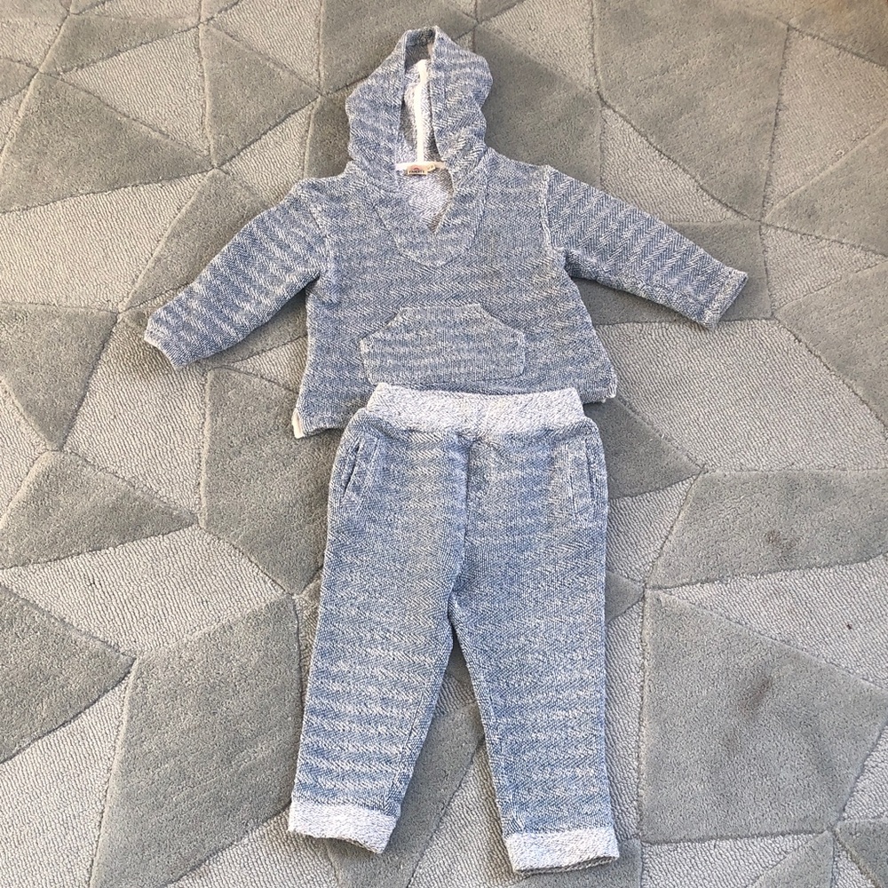 Faherty Kids Blue Sweatpants & Hoodie Set